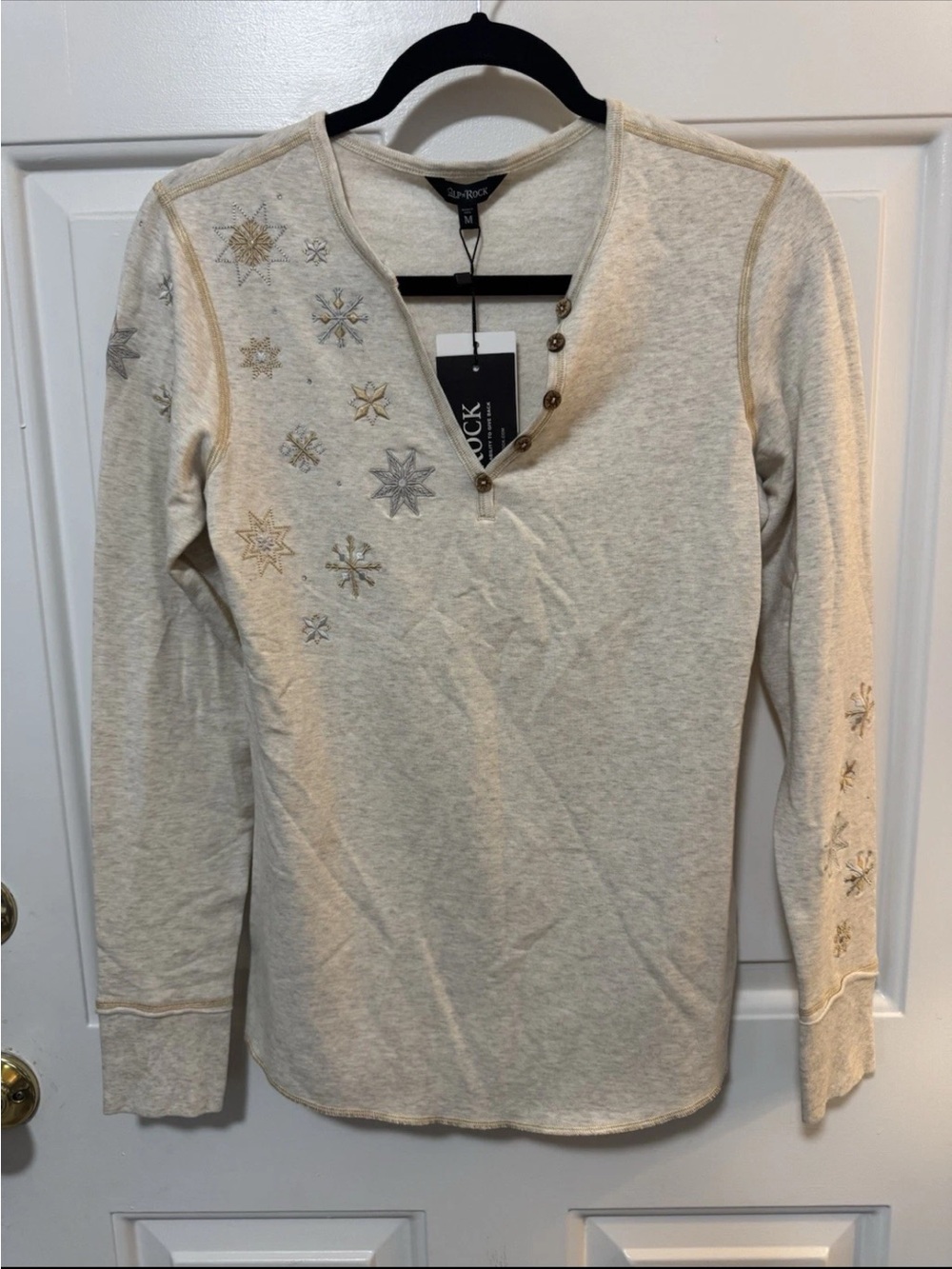 Alp N Rock Estee Women’s Henley Shirt Heather Ivory Size Medium NWT